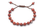 CGB8678 8mm,10mm round red jasper adjustable macrame bracelets