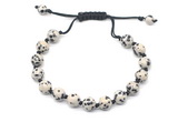 CGB8684 8mm,10mm round dalmatian jasper adjustable macrame bracelets