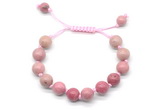 CGB8688 8mm,10mm round pink wooden jasper adjustable macrame bracelets