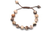 CGB8691 8mm,10mm round brown zebra jasper adjustable macrame bracelets