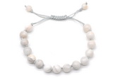 CGB8698 8mm,10mm round white crazy lace agate adjustable macrame bracelets