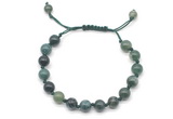 CGB8700 8mm,10mm round moss agate adjustable macrame bracelets