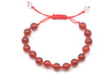 CGB8702 8mm,10mm round red agate adjustable macrame bracelets