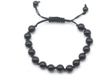 CGB8703 8mm,10mm round black onyx adjustable macrame bracelets