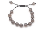 CGB8705 8mm,10mm round grey agate adjustable macrame bracelets