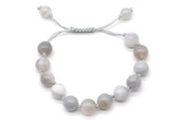 CGB8707 8mm,10mm round grey banded agate adjustable macrame bracelets