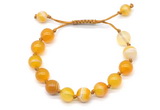 CGB8709 8mm,10mm round yellow banded agate adjustable macrame bracelets