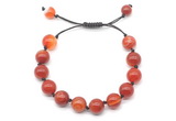 CGB8711 8mm,10mm round red banded agate adjustable macrame bracelets