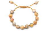 CGB8717 8mm,10mm round yellow crazy lace agate adjustable macrame bracelets