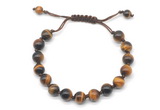 CGB8726 8mm,10mm round yellow tiger eye adjustable macrame bracelets