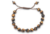 CGB8727 8mm,10mm round grade AA yellow tiger eye adjustable macrame bracelets