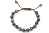 CGB8730 8mm,10mm round colorful tiger eye adjustable macrame bracelets