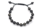 CGB8735 8mm,10mm round golden obsidian adjustable macrame bracelets