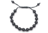 CGB8736 8mm,10mm round black obsidian adjustable macrame bracelets