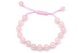 CGB8741 8mm,10mm round rose quartz adjustable macrame bracelets