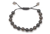 CGB8745 8mm,10mm round smoky quartz adjustable macrame bracelets