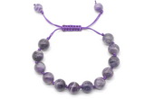 CGB8760 8mm,10mm round dogtooth amethyst adjustable macrame bracelets