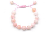 CGB8765 8mm,10mm round pink opal adjustable macrame bracelets