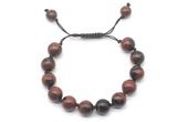 CGB8767 8mm,10mm round mahogany obsidian adjustable macrame bracelets