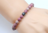 CGB8836 8mm, 10mm pink wooden jasper & drum hematite power beads bracelets