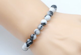 CGB8844 8mm, 10mm black & white jasper & drum hematite power beads bracelets