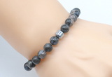 CGB8848 8mm, 10mm grey opal & drum hematite power beads bracelets