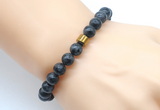 CGB8850 8mm, 10mm black labradorite & drum hematite power beads bracelets