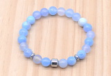 CGB8861 8mm, 10mm blue agate, drum & rondelle hematite beaded bracelets