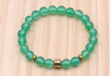 CGB8862 8mm, 10mm green agate, drum & rondelle hematite beaded bracelets