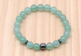 CGB8863 8mm, 10mm green aventurine, drum & rondelle hematite beaded bracelets