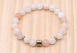 CGB8864 8mm, 10mm pink aventurine, drum & rondelle hematite beaded bracelets