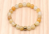 CGB8865 8mm, 10mm yellow aventurine, drum & rondelle hematite beaded bracelets