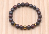 CGB8868 8mm, 10mm brecciated jasper, drum & rondelle hematite beaded bracelets