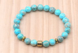 CGB8872 8mm, 10mm blue sea sediment jasper, drum & rondelle hematite beaded bracelets