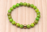 CGB8873 8mm, 10mm green sea sediment jasper, drum & rondelle hematite beaded bracelets