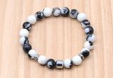 CGB8874 8mm, 10mm black & white jasper, drum & rondelle hematite beaded bracelets