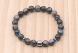 CGB8878 8mm, 10mm grey opal, drum & rondelle hematite beaded bracelets