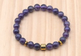 CGB8884 8mm, 10mm amethyst, drum & rondelle hematite beaded bracelets