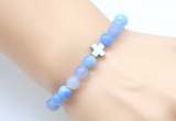 CGB8891 8mm, 10mm blue agate & cross hematite power beads bracelets