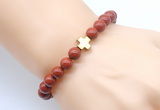 CGB8897 8mm, 10mm red jasper & cross hematite power beads bracelets