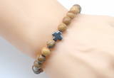 CGB8900 8mm, 10mm picture jasper & cross hematite power beads bracelets