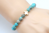 CGB8902 8mm, 10mm blue sea sediment jasper & cross hematite power beads bracelets