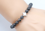 CGB8908 8mm, 10mm grey opal & cross hematite power beads bracelets