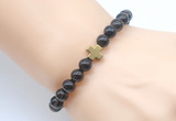 CGB8913 8mm, 10mm smoky quartz & cross hematite power beads bracelets