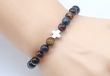 CGB8918 8mm, 10mm colorful tiger eye & cross hematite power beads bracelets