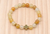 CGB8925 8mm, 10mm yellow aventurine, cross & rondelle hematite beaded bracelets