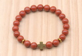 CGB8927 8mm, 10mm red jasper, cross & rondelle hematite beaded bracelets