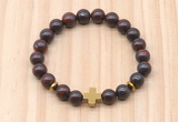 CGB8928 8mm, 10mm brecciated jasper, cross & rondelle hematite beaded bracelets