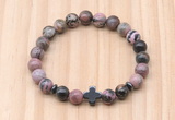 CGB8936 8mm, 10mm rhodonite, cross & rondelle hematite beaded bracelets