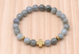 CGB8939 8mm, 10mm labradorite, cross & rondelle hematite beaded bracelets